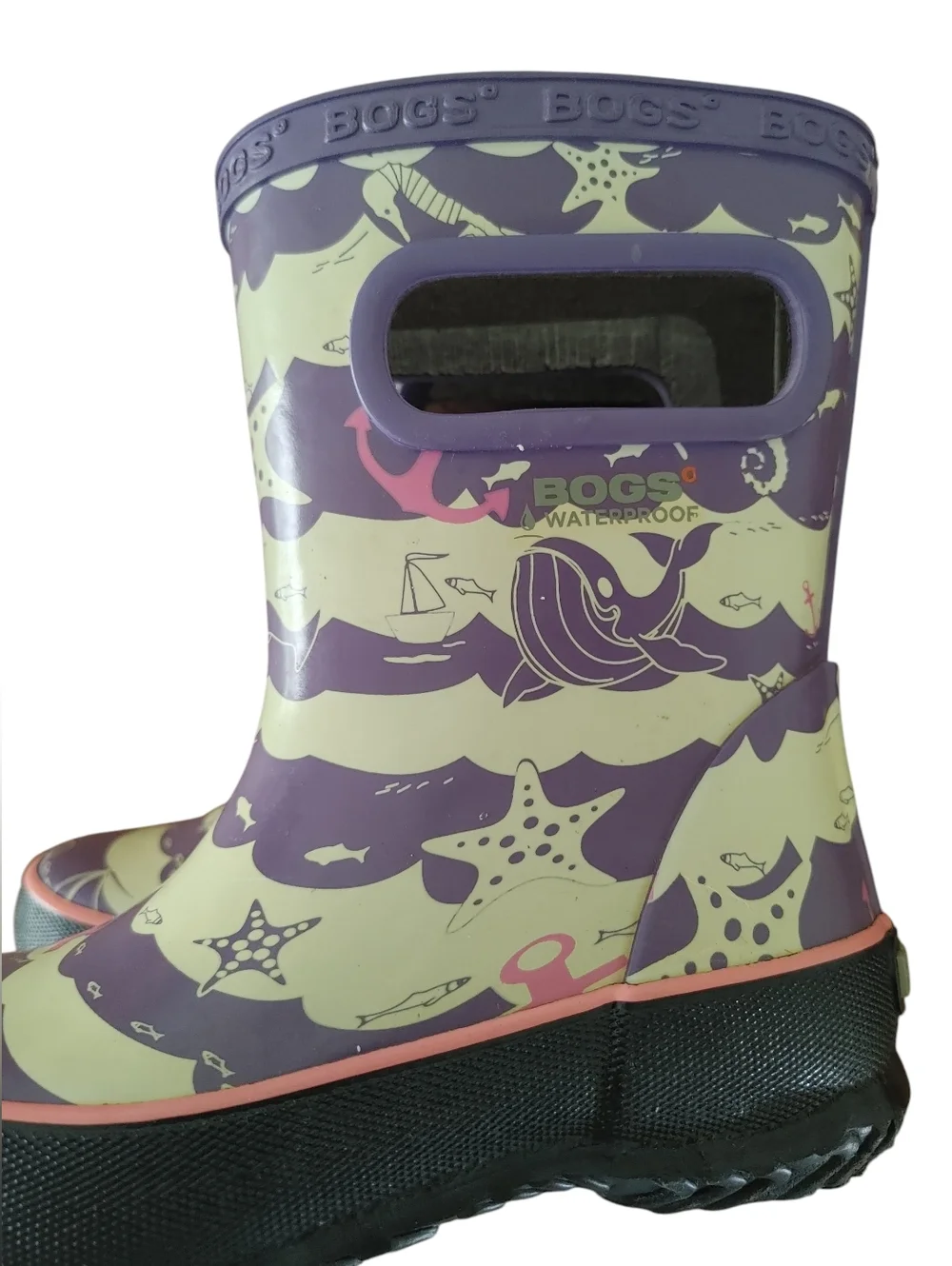 Bogs Skipper At Sea Kids Pink And Purple Rain Boots